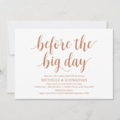 Invitation Dîner de répétition Mariage rustique, thème Cuivre (Devant)