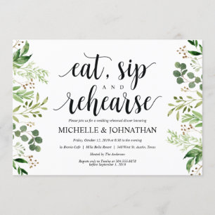 Invitation Dîner de répétition Mariage rustique verdure Invit