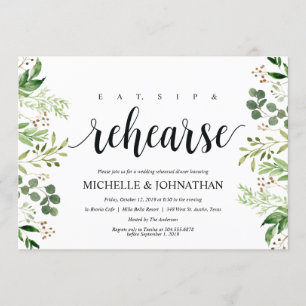 Invitation Dîner de répétition Mariage rustique verdure Invit
