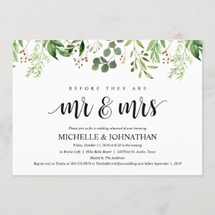 Invitation Dîner de répétition Mariage rustique verdure Invit