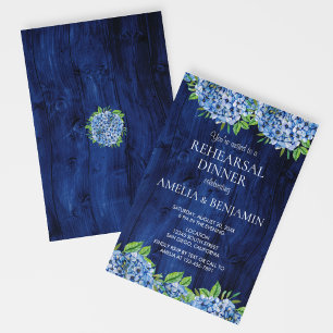 Invitation Dîner de répétition Mariage Rustique Wood Hydrange