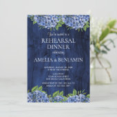 Invitation Dîner de répétition Mariage Rustique Wood Hydrange (Debout devant)