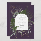 Invitation Dîner de répétition Mariage sauvage vert pourpre (Devant / Derrière)