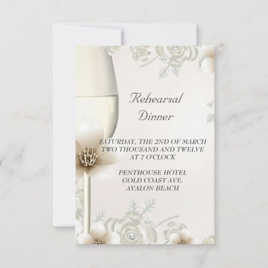Invitation Dîner de répétition Mariage Sepia Cream Rose Bloss (Dos)