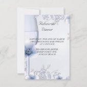 Invitation Dîner de répétition Mariage Silver Blue Rose Bloss (Dos)