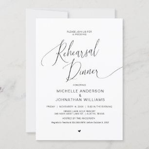 Invitation Dîner de répétition mariage, Simple Modern Black I