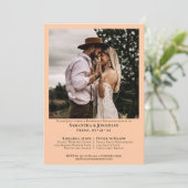 Invitation Dîner de répétition Mariage simple Photo Coral Pea (Debout devant)