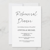 Invitation Dîner de répétition Mariage simple Script (Devant)