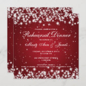 Invitation Dîner de répétition Mariage Sparkle Red (Devant / Derrière)