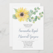 Invitation Dîner de répétition Mariage Sunflower & Eucalyptus (Devant / Derrière)