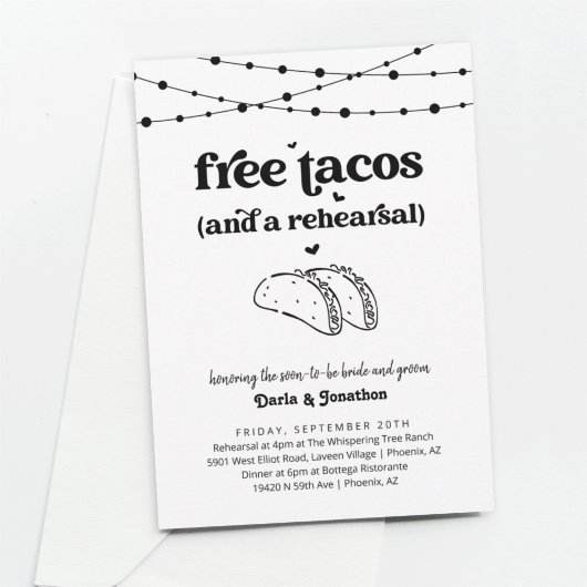 Invitation Dîner de répétition Mariage Tacos amusant