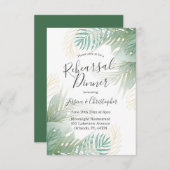 Invitation Dîner de répétition Mariage Tropical Palm Sage Gre (Devant / Derrière)