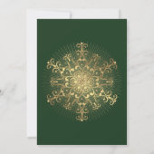 Invitation Dîner de répétition mariage vert flocon d'or (Dos)