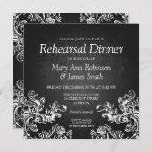 Invitation Dîner de répétition Mariage Vintage 2 Noir (Devant / Derrière)