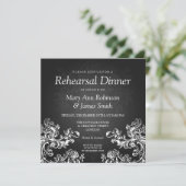 Invitation Dîner de répétition Mariage Vintage 2 Noir (Debout devant)