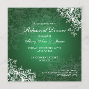 Invitation Dîner de répétition Mariage Vintage vert