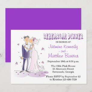 Invitation Dîner de répétition Mariage violette Mariée et Sal