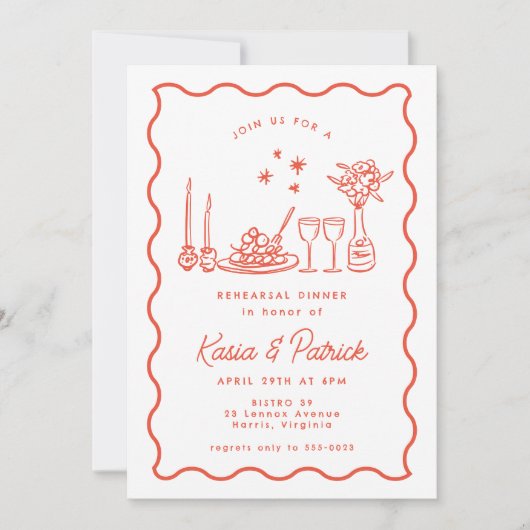 Invitation Dîner de répétition Mariage Whimsical italien Dood (Devant)
