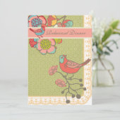 Invitation Dîner de répétition Mariage Whimsy Birds Card (Debout devant)