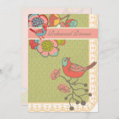 Invitation Dîner de répétition Mariage Whimsy Birds Card (Devant / Derrière)