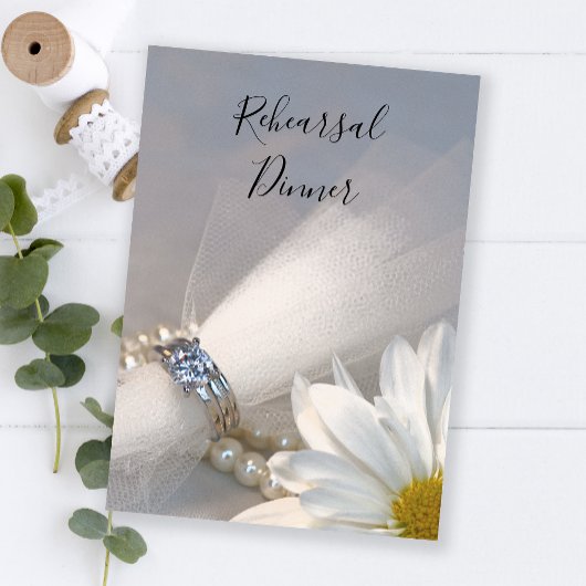 Invitation Dîner de répétition Mariage White Daisy Elegance