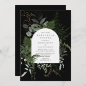 Invitation Dîner de répétition Mariage Wild Fern Green (Devant / Derrière)