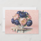 Invitation Dîner de répétition Marine Blue et Rose Gold Flora (Dos)