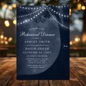 Invitation Dîner de répétition Marine Blue Rustic Tree Lights