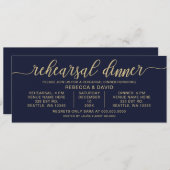 Invitation Dîner de répétition Marine et Gold Calligraphy (Devant / Derrière)