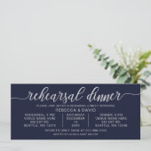 Invitation Dîner de répétition Marine et Silver Calligraphy (Debout devant)