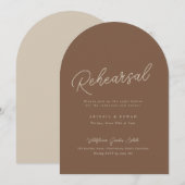 Invitation Dîner de répétition marron beige moderne arqué (Devant / Derrière)