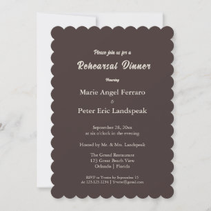 Invitation Dîner de répétition marron chocolat à bordure fest