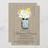 Invitation Dîner de répétition Mason Bleu Jar et Daisy (Devant / Derrière)