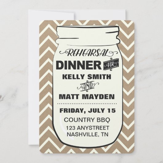 Invitation Dîner de répétition Mason Jar (Devant)