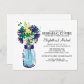 Invitation Dîner de répétition Mason Jar Fleurs sauvages (Devant / Derrière)