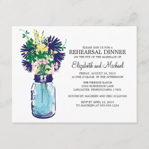 Invitation Dîner de répétition Mason Jar Fleurs sauvages