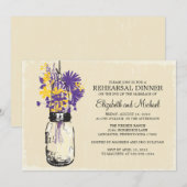 Invitation Dîner de répétition Mason Jar Fleurs sauvages (Devant / Derrière)