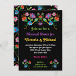 Invitation Dîner de répétition mexicaine avec broderie In<br><div class="desc">Let's Fiesta avec cette jolie et colorée Fête mexicaine Répétition Dîner invitations Caractéristiques Fleurs d'art folklorique brodées à la main et polices amusantes. Broderie de faux,  voici un dessin</div>