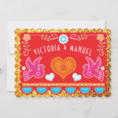 Invitation Dîner de répétition mexicaine Papel Picado Gold Pa (Devant)