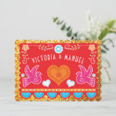 Invitation Dîner de répétition mexicaine Papel Picado Gold Pa (Debout devant)