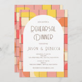 Invitation Dîner de répétition Mid Modern Géométrique Rose Ja (Devant / Derrière)