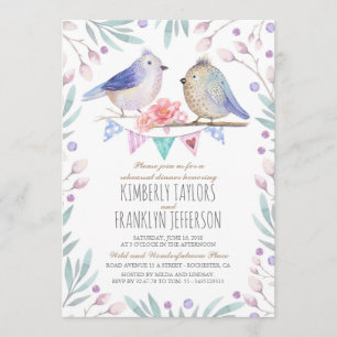 Invitation Dîner de répétition mignonne pour les oiseaux