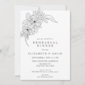Invitation Dîner de répétition minimal Elegant Floral Sketch (Devant)