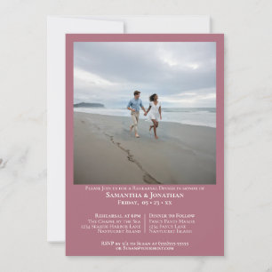 Invitation Dîner de répétition minimal pour Rose de photo