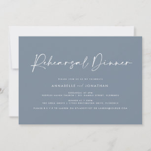 Invitation Dîner de répétition minimaliste bleu poussiéreux M