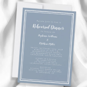Invitation Dîner de répétition minimaliste Dusty Blue Mariage