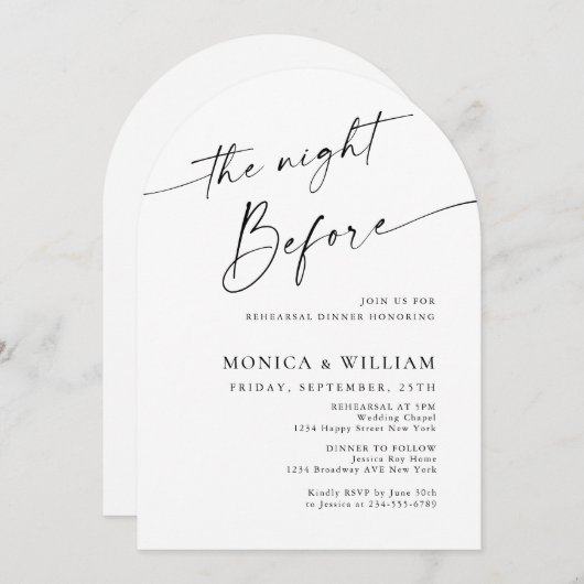 Invitation Dîner de répétition minimaliste élégant (Devant / Derrière)