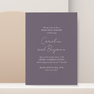 Invitation Dîner de répétition minimaliste élégant Dusty Purp