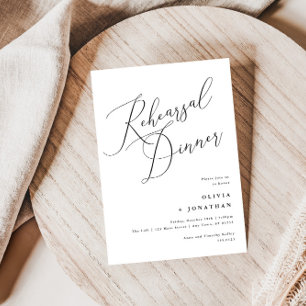 Invitation Dîner de répétition minimaliste élégant noir et bl
