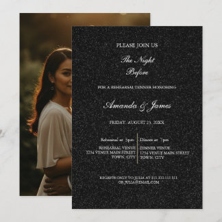 Invitation Dîner de répétition minimaliste noir et blanc 